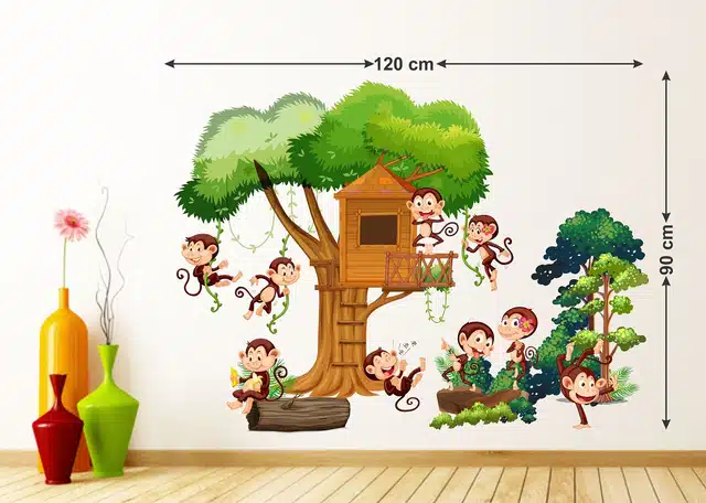 Kids Monkey Tree Self Adhesive Wall Stickers