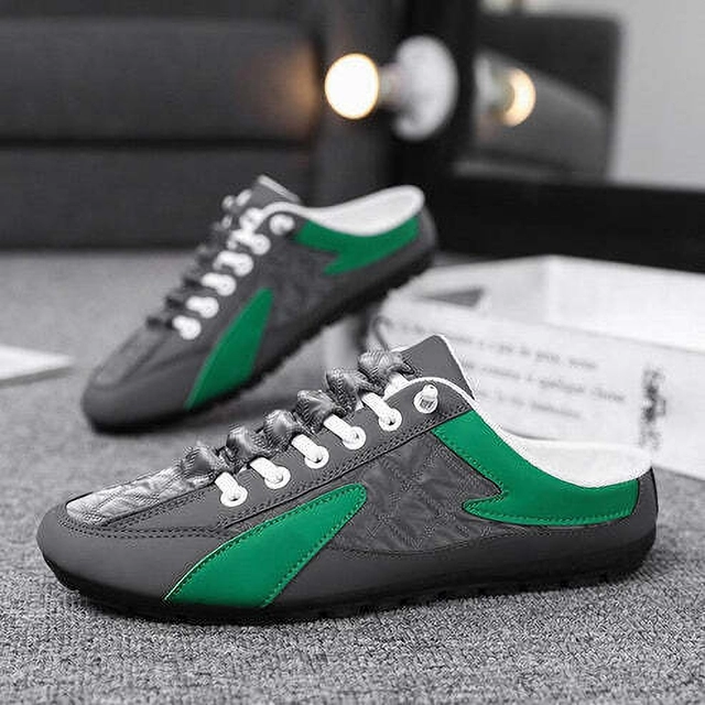 Casual Shoes for Men (Grey & Green, 6)