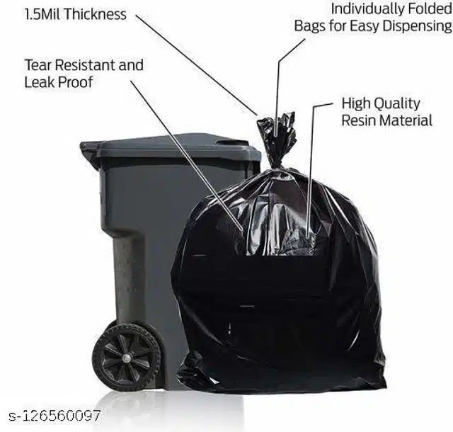 Biodegradable 15 Pcs Garbage Bags (Black, 24x32 inches) (Pack of 3)