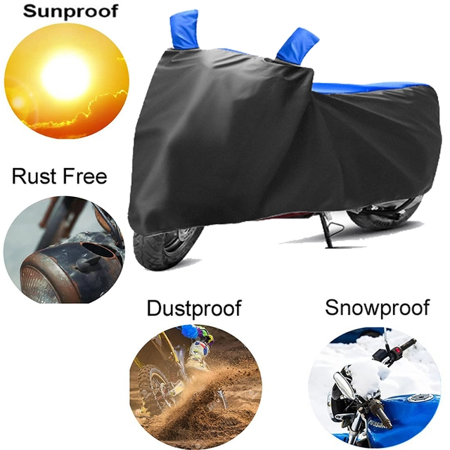 Polyester Semi-Waterproof Universal Motorcycle Cover (Black & Blue)