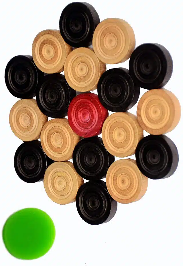 Wooden Carrom Coins with Striker (Multicolor, Set of 1)