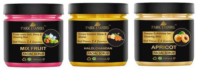Park Daniel Mix Fruit, Haldi Chandan and Apricot Scrub (Pack of 3, 100 ml) (SE-1581)