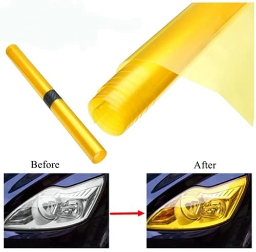 Car Tail Light Self Adhesive Fog Film Headlight (Yellow, 18x26 inches)