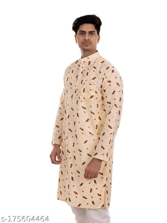 Cotton Blend Kurta for Men (Cream, S)