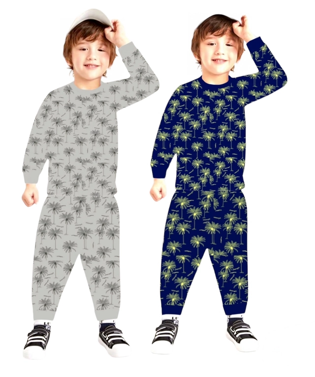 Cotton Printed Nightsuit for Kids (Multicolor, 0-3 Months) (Pack of 2)