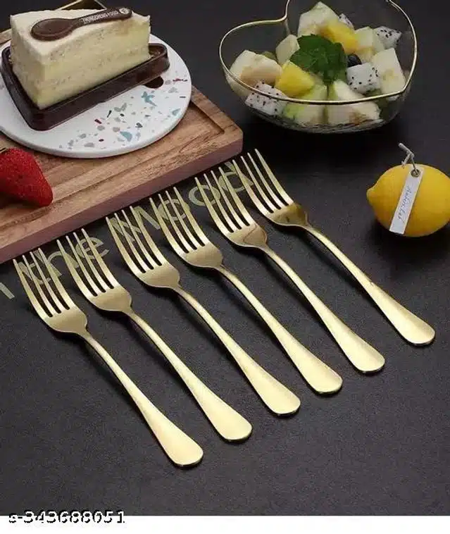 Stainless Steel Forks (Golden, Pack of 6)