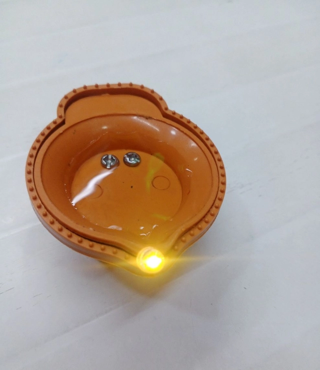 Plastic Traditional Water Sensor LED Diya for Diwali (Brown, Pack of 12)