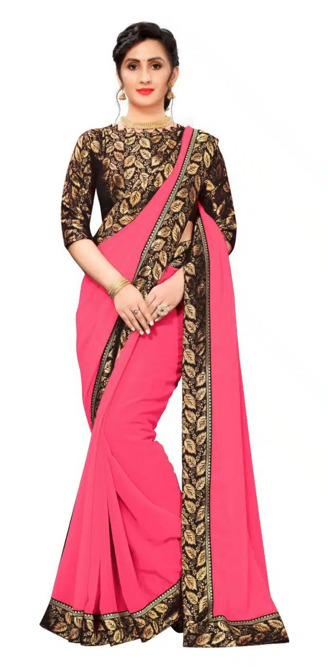 Saree with Unstitched Blouse (Peach, 6.3 m)