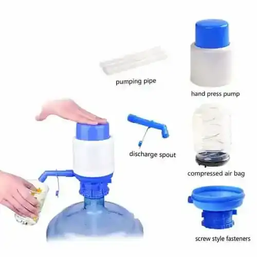 Plastic Aqua Drinking Manual Hand Press Water Dispenser Pump (Blue)