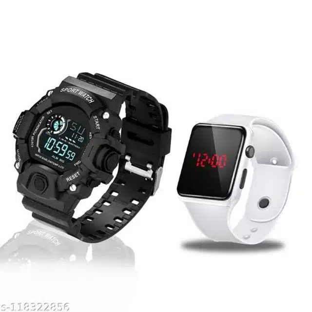 Sports with Digital Watch for Mens & Boys (Multicolor, Set of 2)