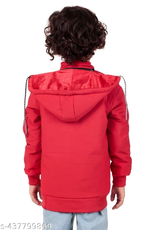 Polyester Jacket for Boys (Red, 1-2 Years)