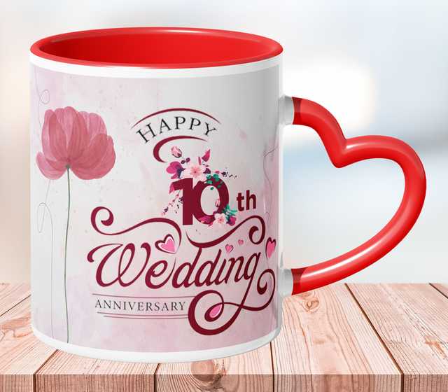 Bride Loading Printed Heart Handle Mug Microwave Safe Ceramic Tea Coffee (Red, 350 ml) (GT-892)