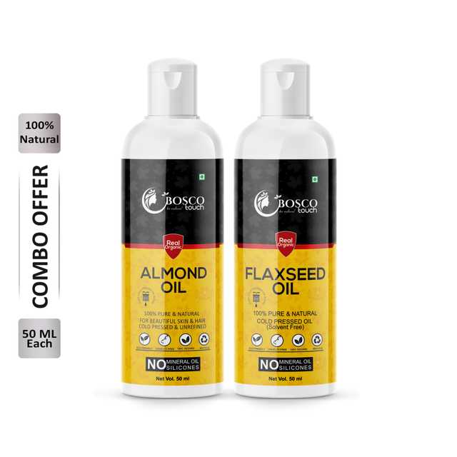 Bosco Touch Pure Almond Oil (50 ml) & Flaxseed Oil (50 ml) Combo For Rapid Hair Growth (Pack Of 2) (B-1211)