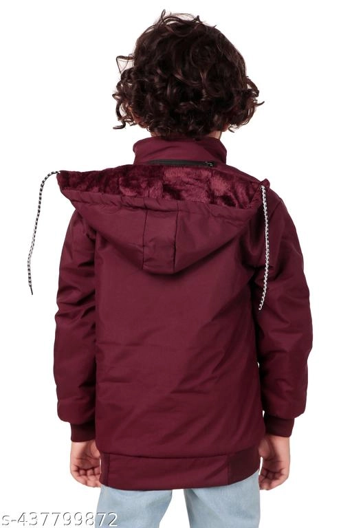 Polyester Jacket for Boys (Maroon, 1-2 Years)