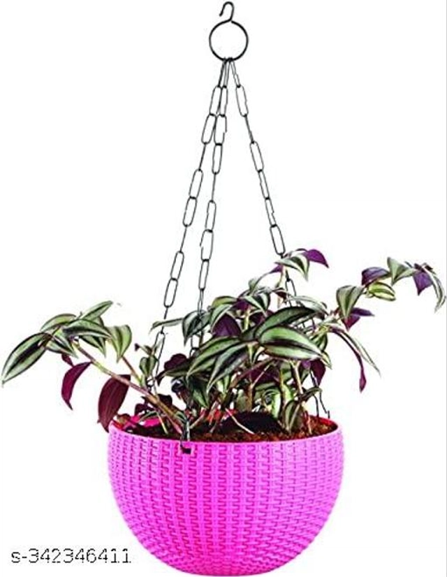 Plastic Hanging Planter (Multicolor, Pack of 3)