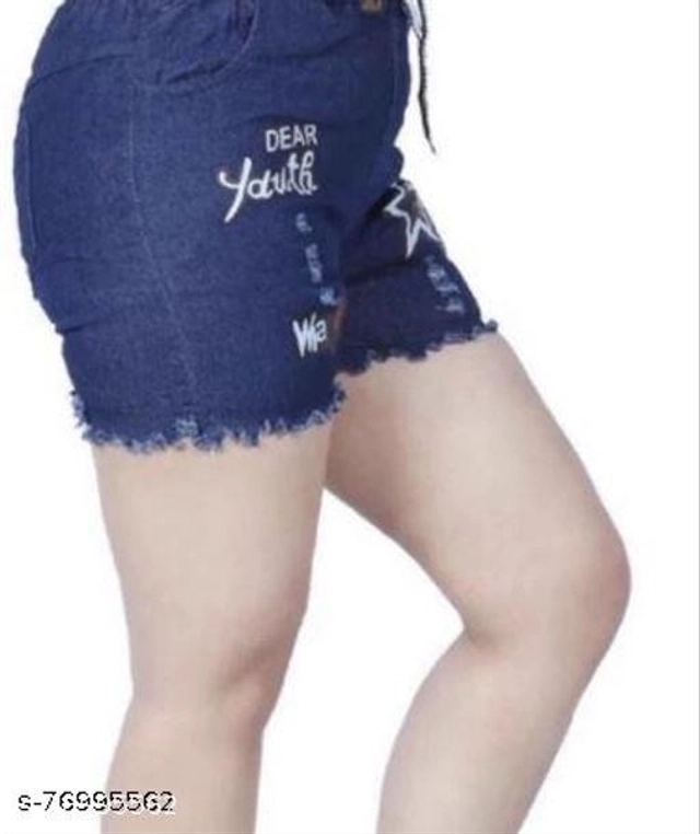 Denim Shorts for Women (Blue, 26)