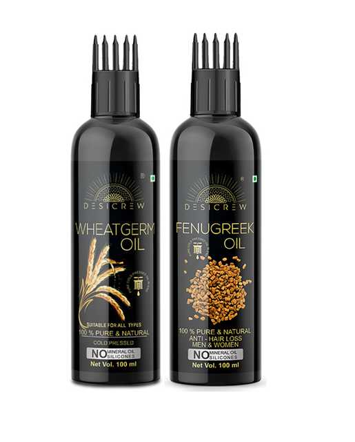 Desi Crew Pure Wheatgerm Oil & Fenugreek Oil For Skin, Body & Hair Care (Pack Of 2, 100 ml) (KGE-810)