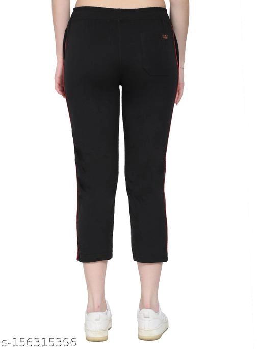 Cotton Blend TrackPants for Women (Black, 34)