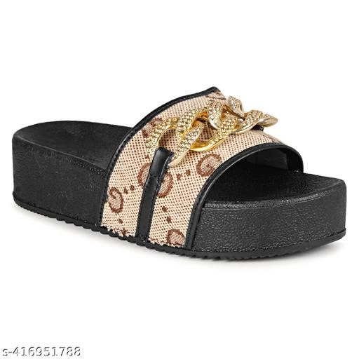 Sliders for Women (Black & Gold, 3)