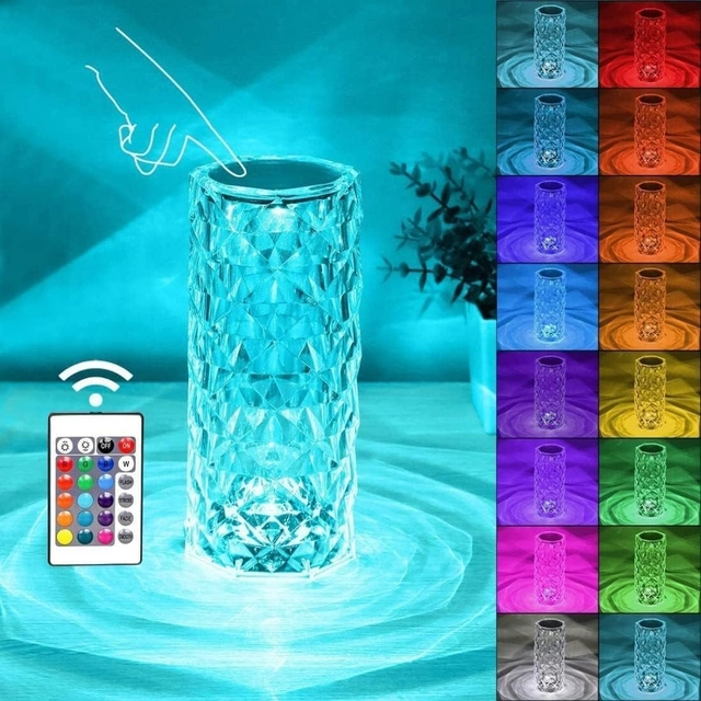 Immutable  Crystal Lamp,Color Changing Rose,USB Rechargeable Table Lamp  (20 cm, Diamond Crystal Lamp)