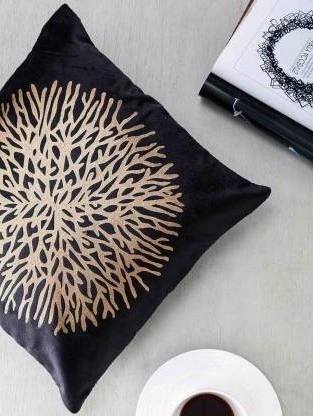 Jute Cushion Covers (Black, 16x16 inches) (Pack of 5)