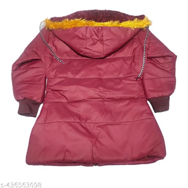 Polyester Jacket for Girls (Maroon, 0-3 Months)