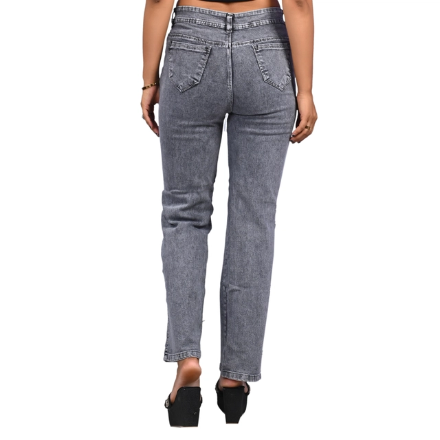 Denim Mid Rise Jeans for Women (Grey, 28)