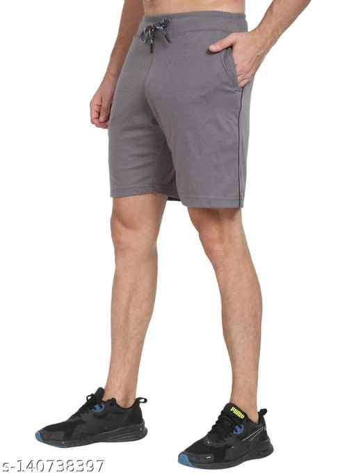 Cotton Blend Shorts for Men (Grey, 30)