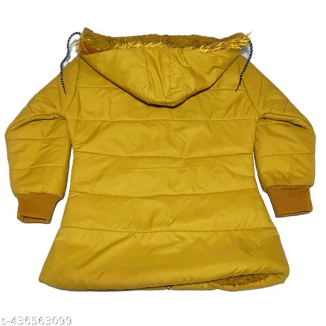 Polyester Jacket for Girls (Mustard, 0-3 Months)