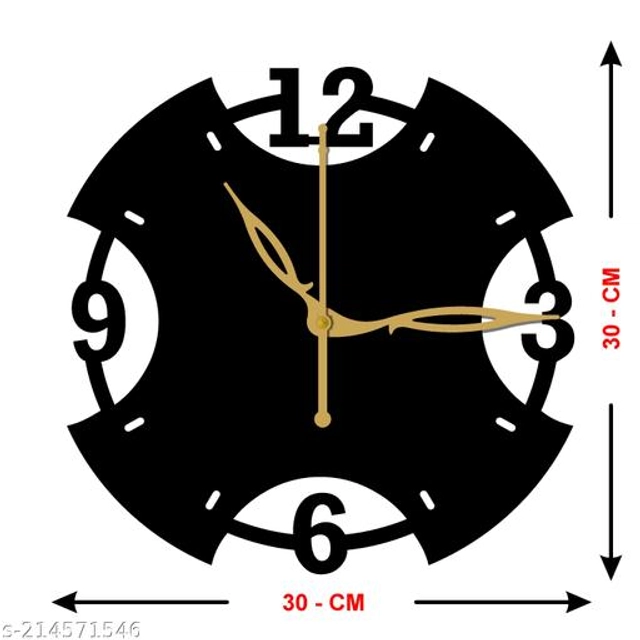 Wooden Wall Clock for Home (Black)