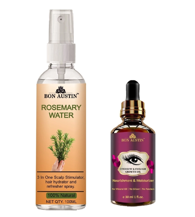 Bon Austin Natural Rosemary Water (100 ml) with Eyebrow And Eyelash Growth Oil (30 ml) (Set of 2)