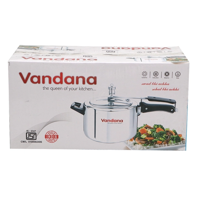 VANDANA Aluminium InnerLid Pressure Cooker Gas Stovetop Compatible (5 L, Pack of 1)