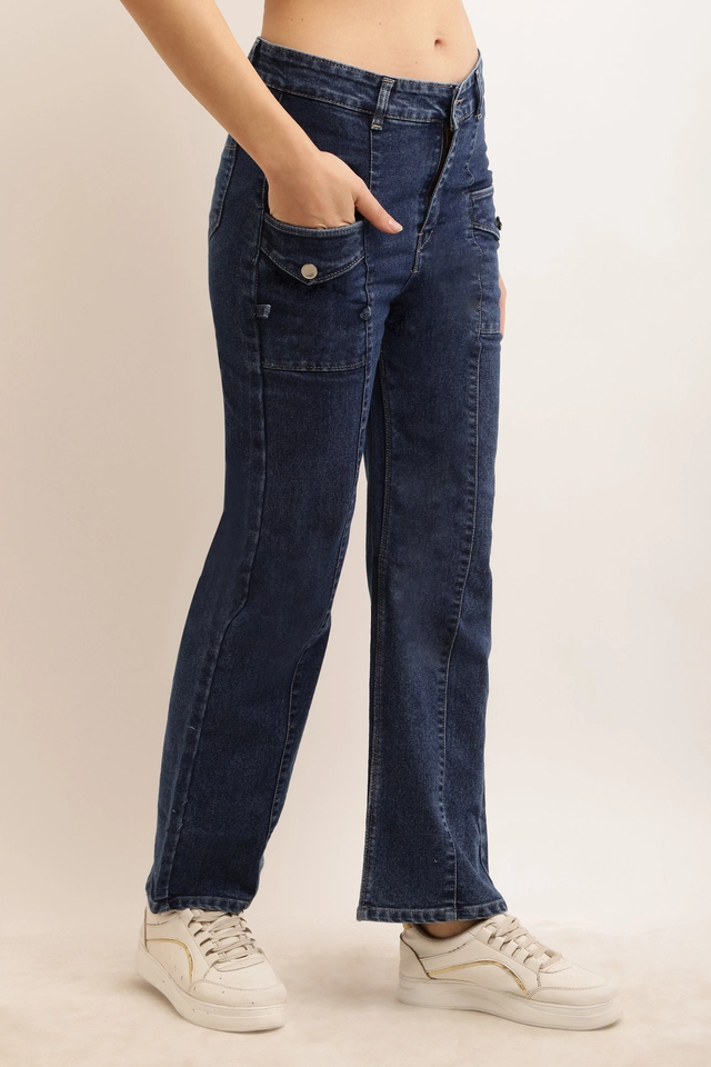 Denim Mid Rise Jeans for Women (Navy Blue, 28)