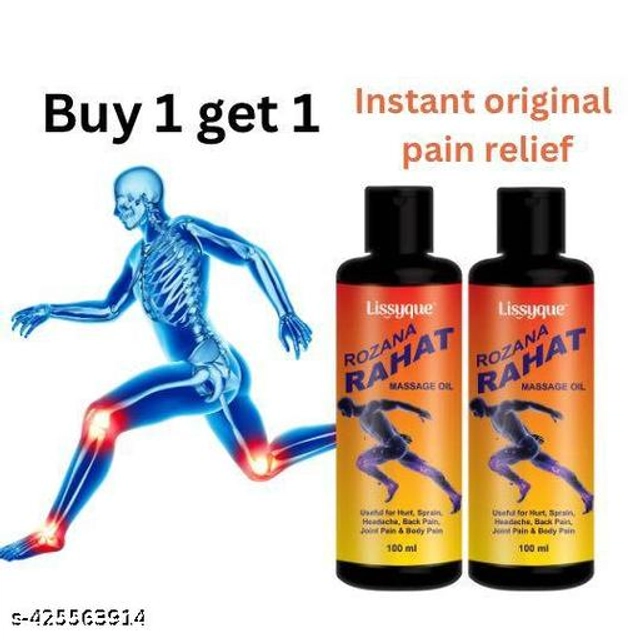  Lissyque Ayurvedic Oil Pain Relief For Joint Pain, Knee Pain, Back Pain, Legs Pain- 100ml(Buy One Get One Free)