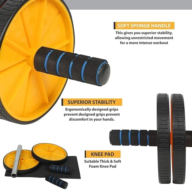 ABS Plastic Ab Wheel Roller for Men & Women (Yellow & Black)