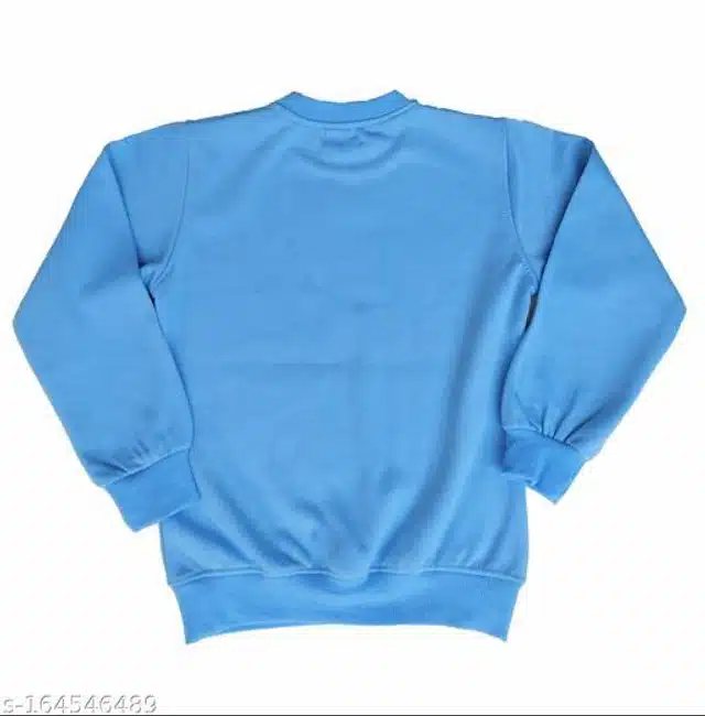 Fleece Printed Full Sleeves Round Neck Sweatshirt for Girls (Sky Blue, 3-4 Years)