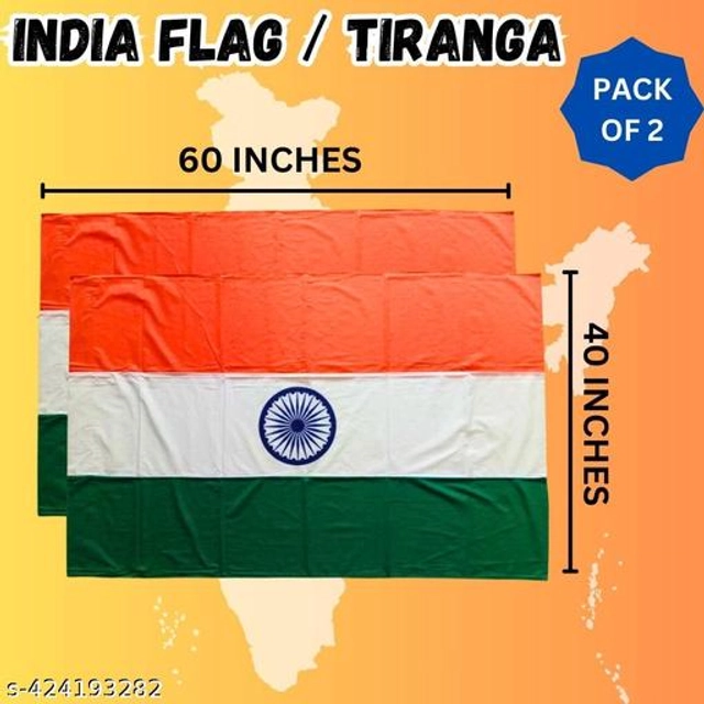 Fabric Indian Flag (Multicolor, 60x40 inches) (Pack of 2)