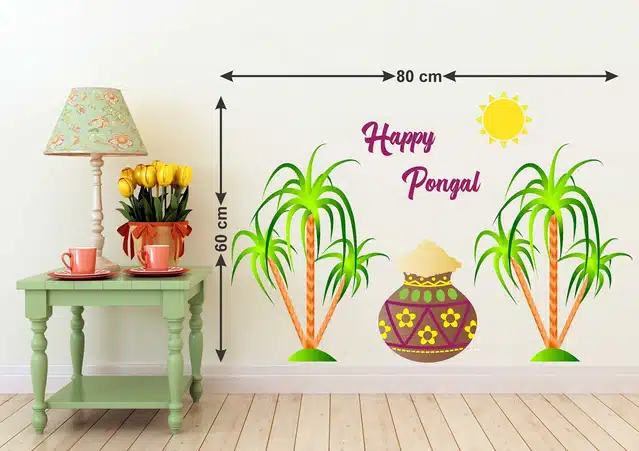 Happy Pongal Self Adhesive Wall Stickers