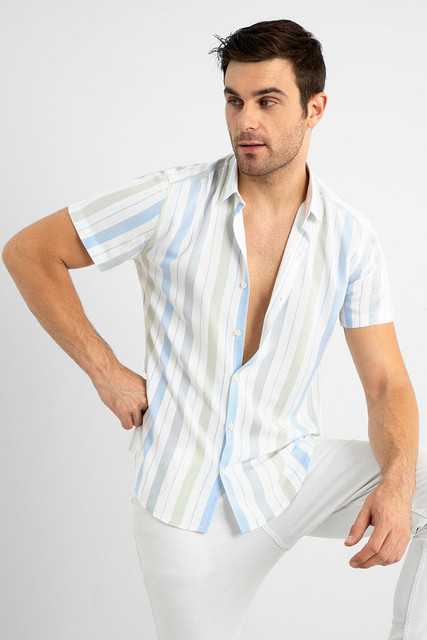 Wonderful Printed Lycra Short Sleeve Shirt (Multicolor, XL) (K-95)