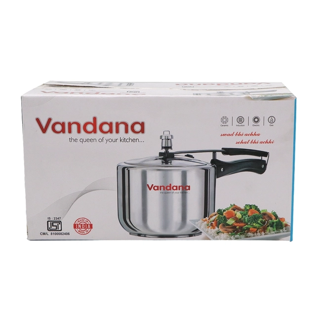 VANDANA Aluminium InnerLid Pressure Cooker Gas Stovetop Compatible (2 L, Pack of 1)