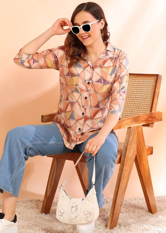 Three Quarter Sleeves Printed Shirt for Women