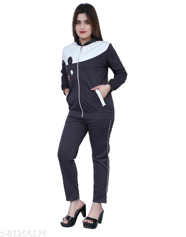 Lycra Tracksuit for Women (Grey, S)