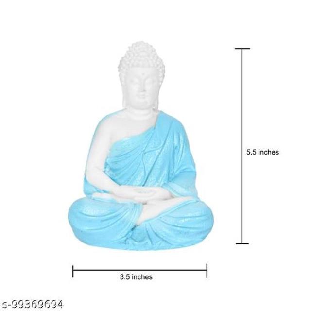 Resin Handicrafted Meditating Buddha Idol (Blue)