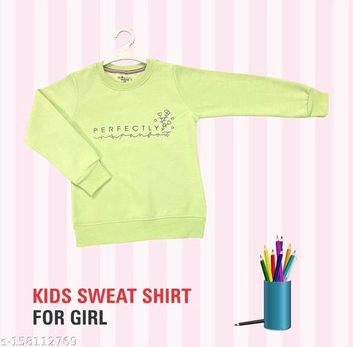 Cotton Blend Printed Sweatshirt for Girls (Mint Green, 7-8 Years)