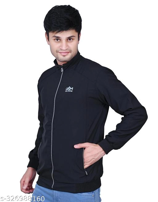 Polyester Jacket for Men (Navy Blue, XXL)