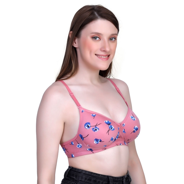 Cotton Blend Printed Padded Bra for Women (Multicolor, 30)