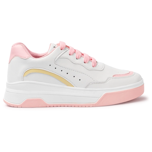 Casual Shoes for Women (Pink & White, 4)