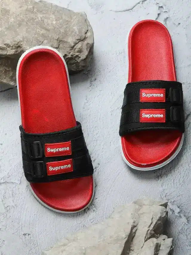 Supreme red flip on sale flops