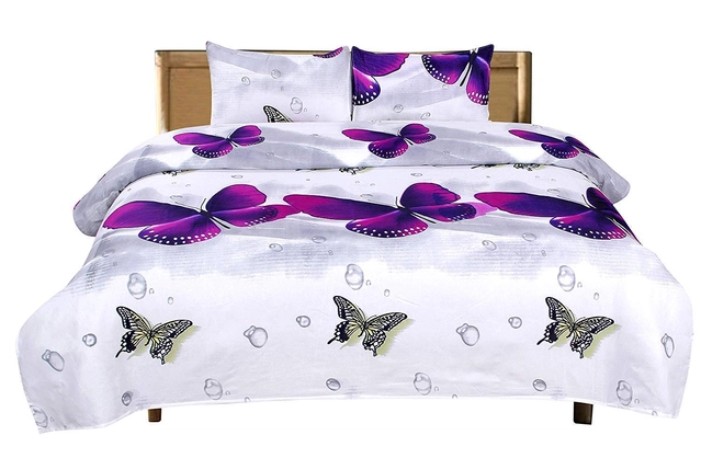 Polycotton Double Bedsheet with 2 Pillow Cover (Multicolor, 90x90 inches)