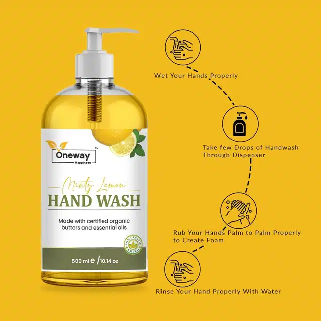 Oneway Happiness Herbal Lemon Hand Wash (Pack of 2, 500 ml)